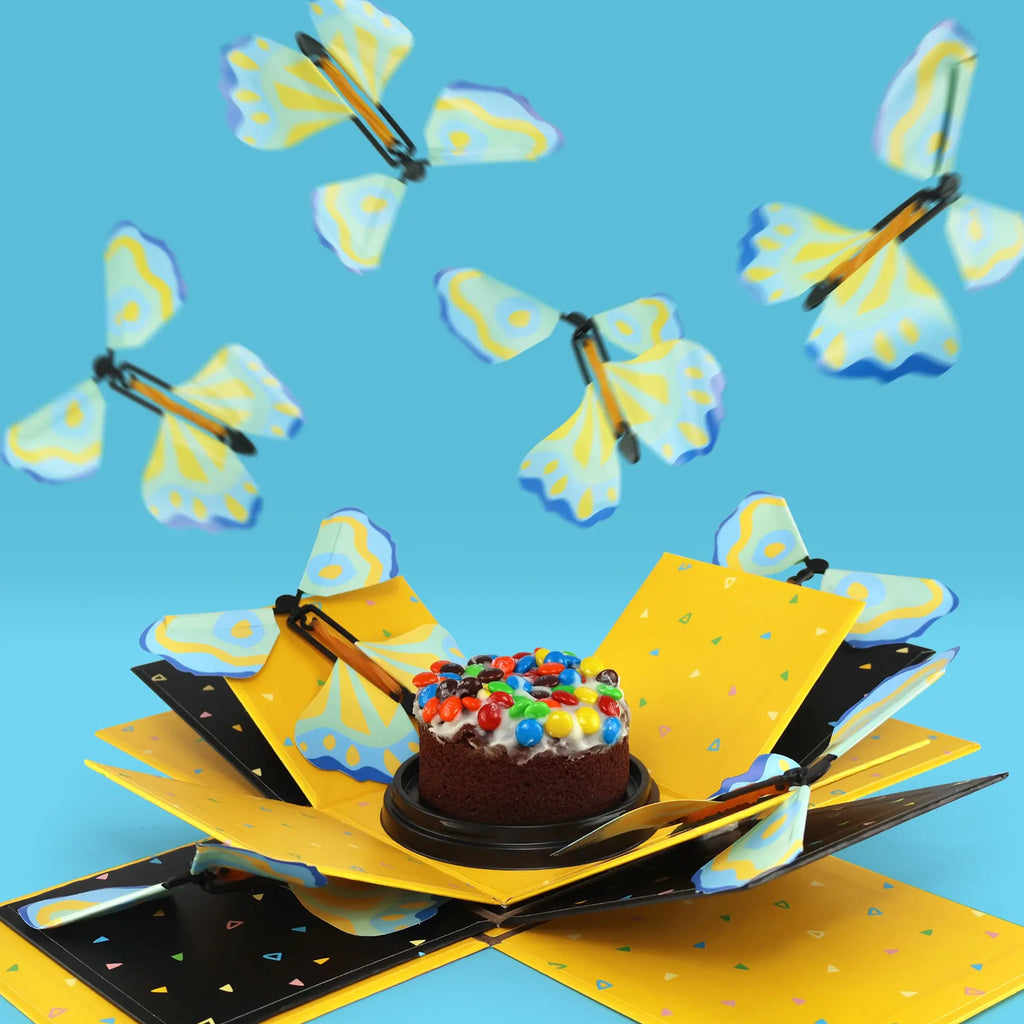 Blue Cake Explosion Box with Flying Butterflies - Goldelucks Same Day Gift Delivery