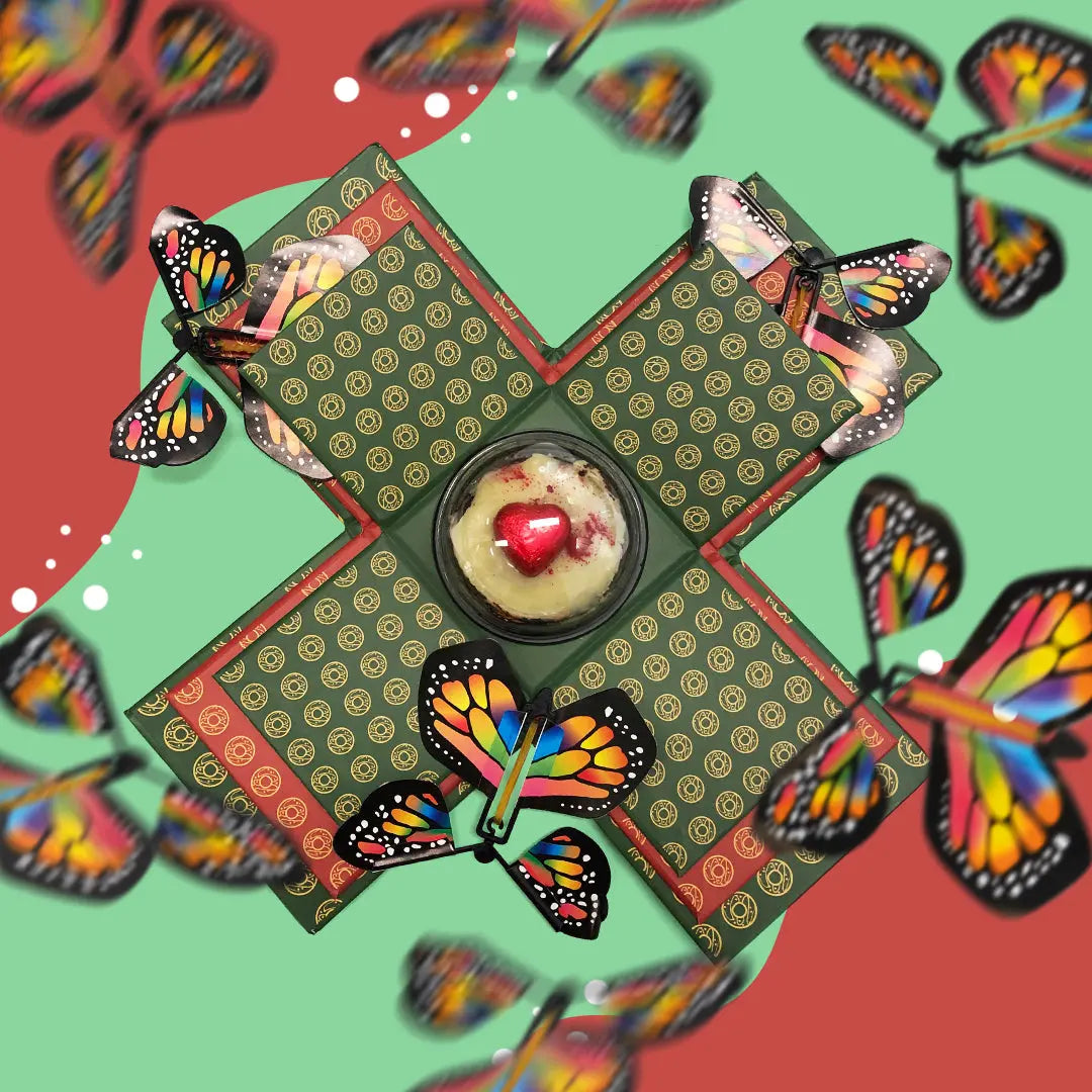Christmas Cake Explosion Box with Flying Butterflies Goldelucks