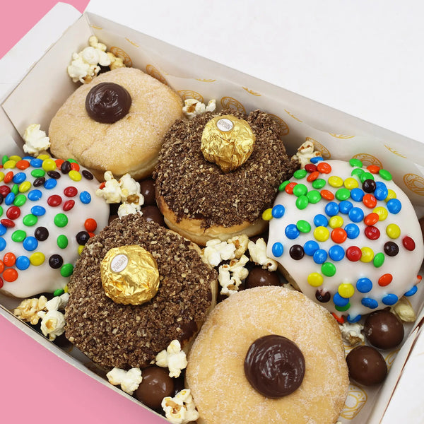 Gourmet Nutella Donuts + Choc Malt Ball & Popcorn - Goldelucks Same Day Gift Delivery