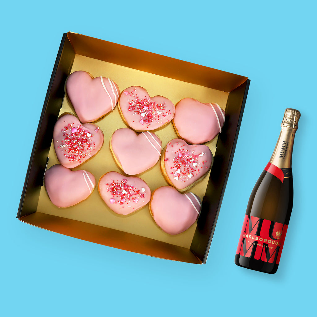 Large Mother's Day Heart Donut Box & Mumm Marlborough