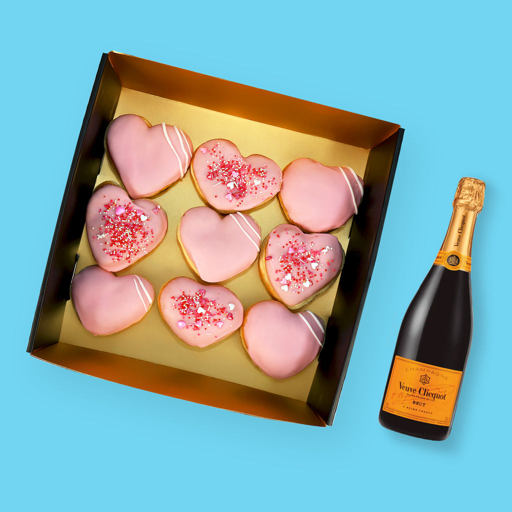 Large Mother's Day Heart Donut Box & Veuve Cliquot