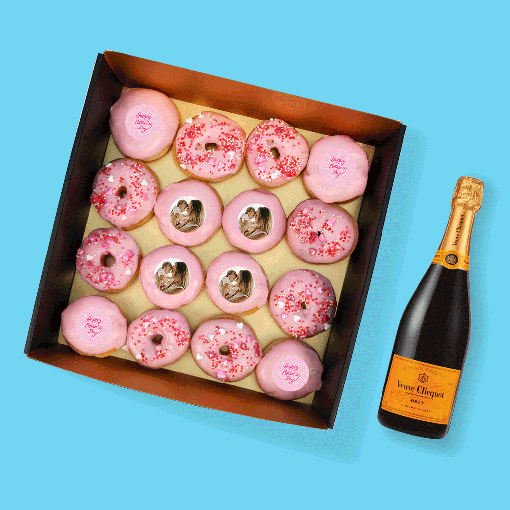 Small Personalised Mother's Day Donut Box & Veuve Cliquot - Goldelucks