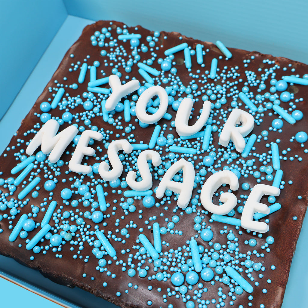 Personalised Letter Loaded Brownie with Blue Sprinkles