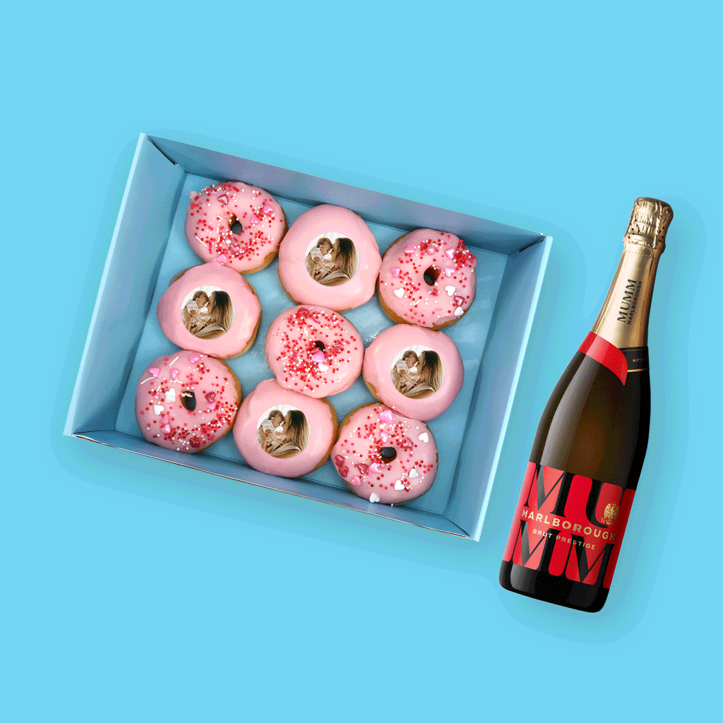 Small Personalised Mother's Day Donut Box & Mumm Marlborough
