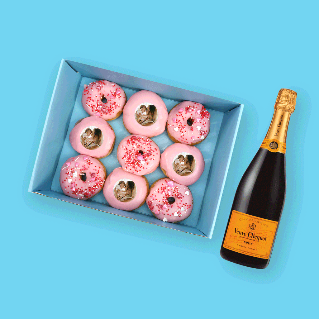 Small Personalised Mother's Day Donut Box & Veuve Cliquot