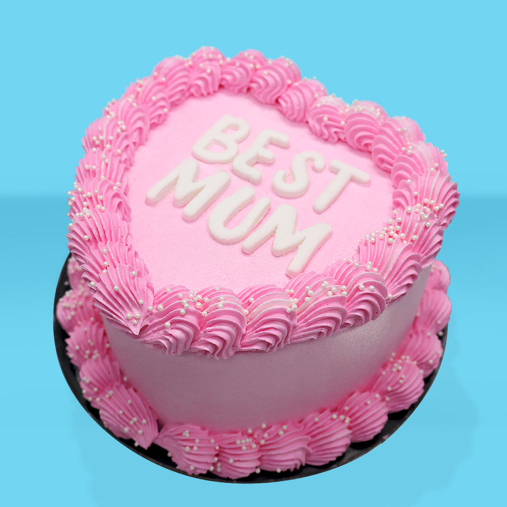 BEST MUM Pink Heart Cake & Sparkling Wine - Goldelucks 