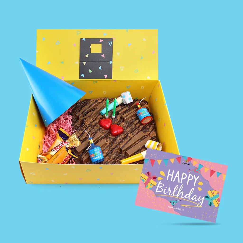 Brownie Birthday Bundle & Birthday Card - Goldelucks Same Day Gift Delivery