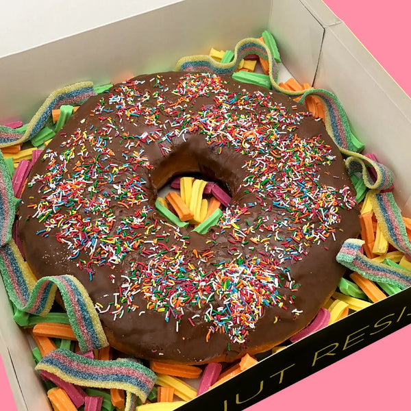 Chocolate Donut Cake with Musk Sticks & Sour Straps - Goldelucks