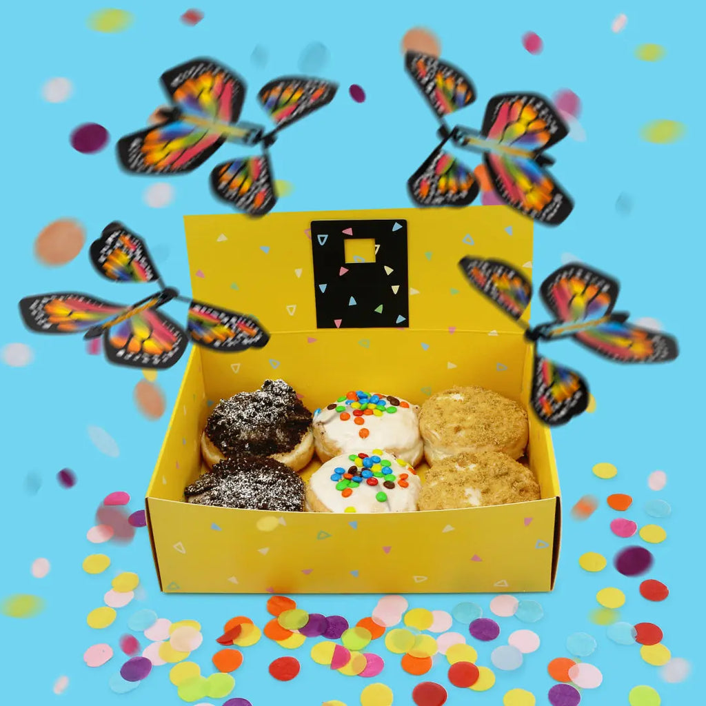 Donut Hamper + Confetti Explosion + 4x Butterflies - Goldelucks Same Day Gift Delivery