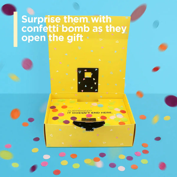 Double Choc Loaded Brownie + Confetti Explosion + 4x Butterflies + Christmas Sleeve - Goldelucks Same Day Gift Delivery