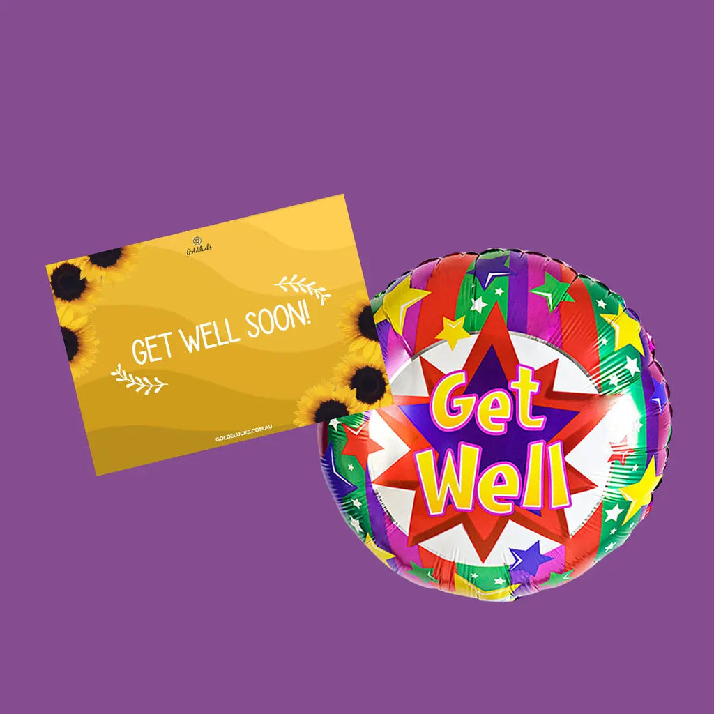 Get Well Card & Balloon Combo - Goldelucks Same Day Gift Delivery