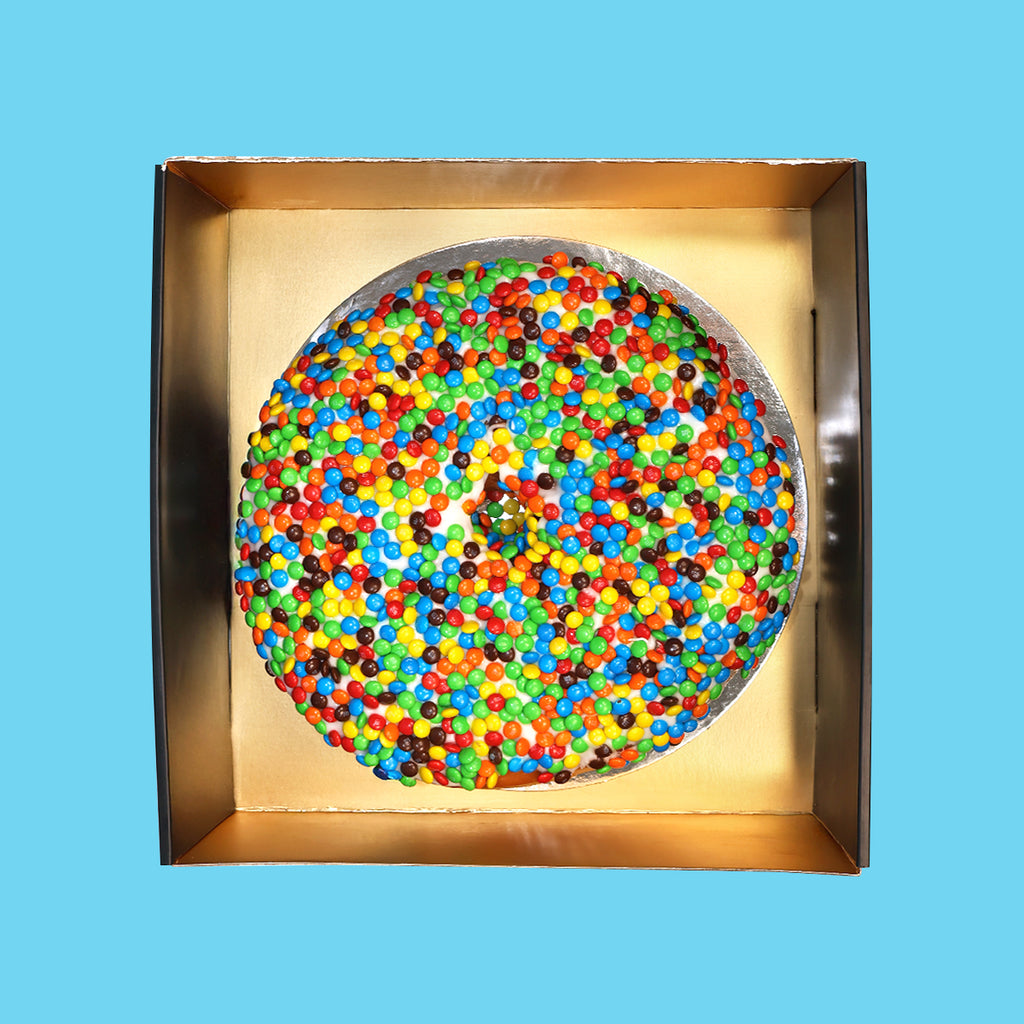 The Giant M&M Donut Cake