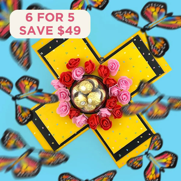Gold Butterfly Explosion Box Bundle - Goldelucks Same Day Gift Delivery