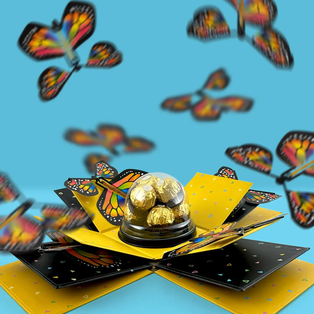 Gold Butterfly Explosion Box - Goldelucks Same Day Gift Delivery