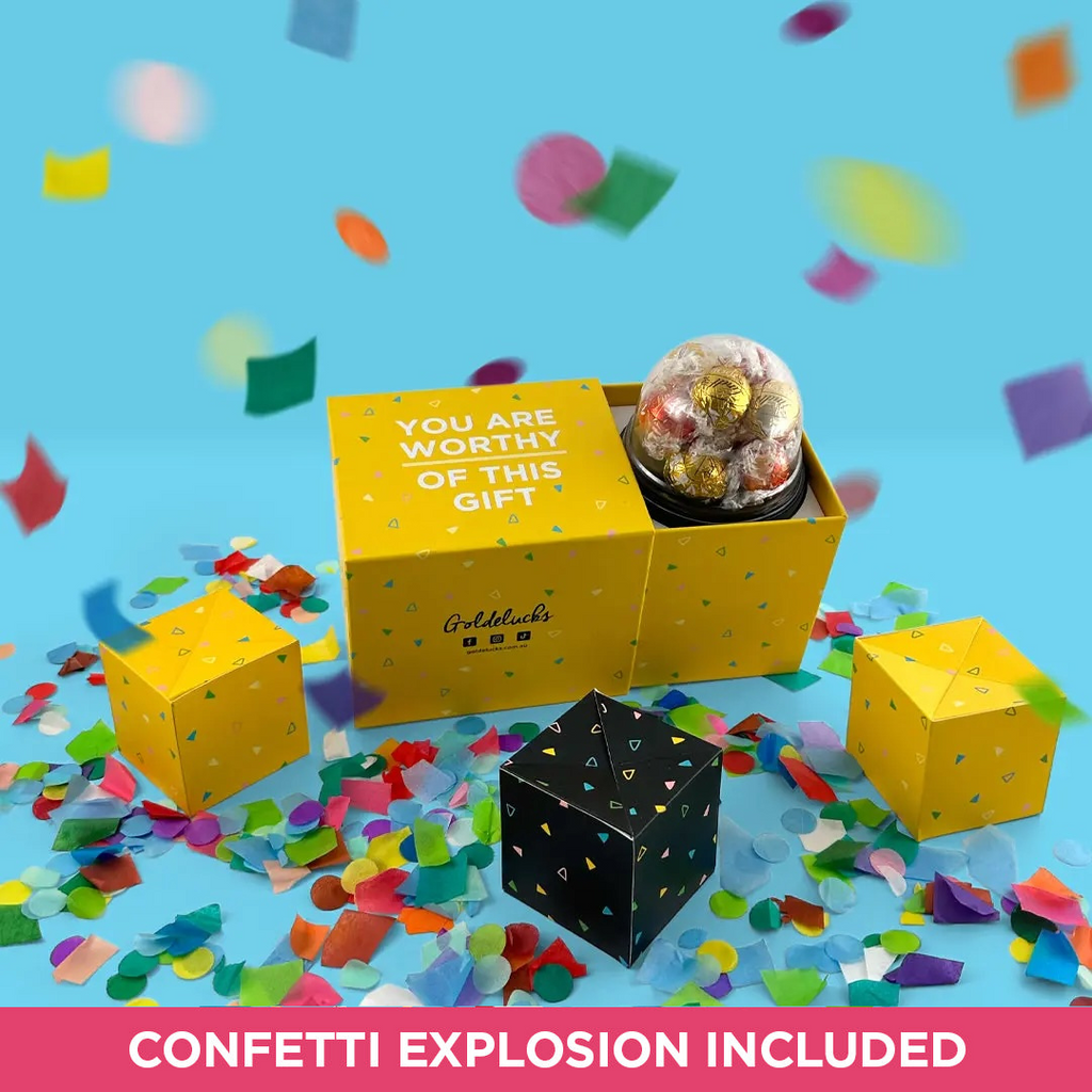 Gold & Red Bounce Box & Confetti Explosion