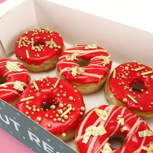 Gourmet Red & Gold Donuts