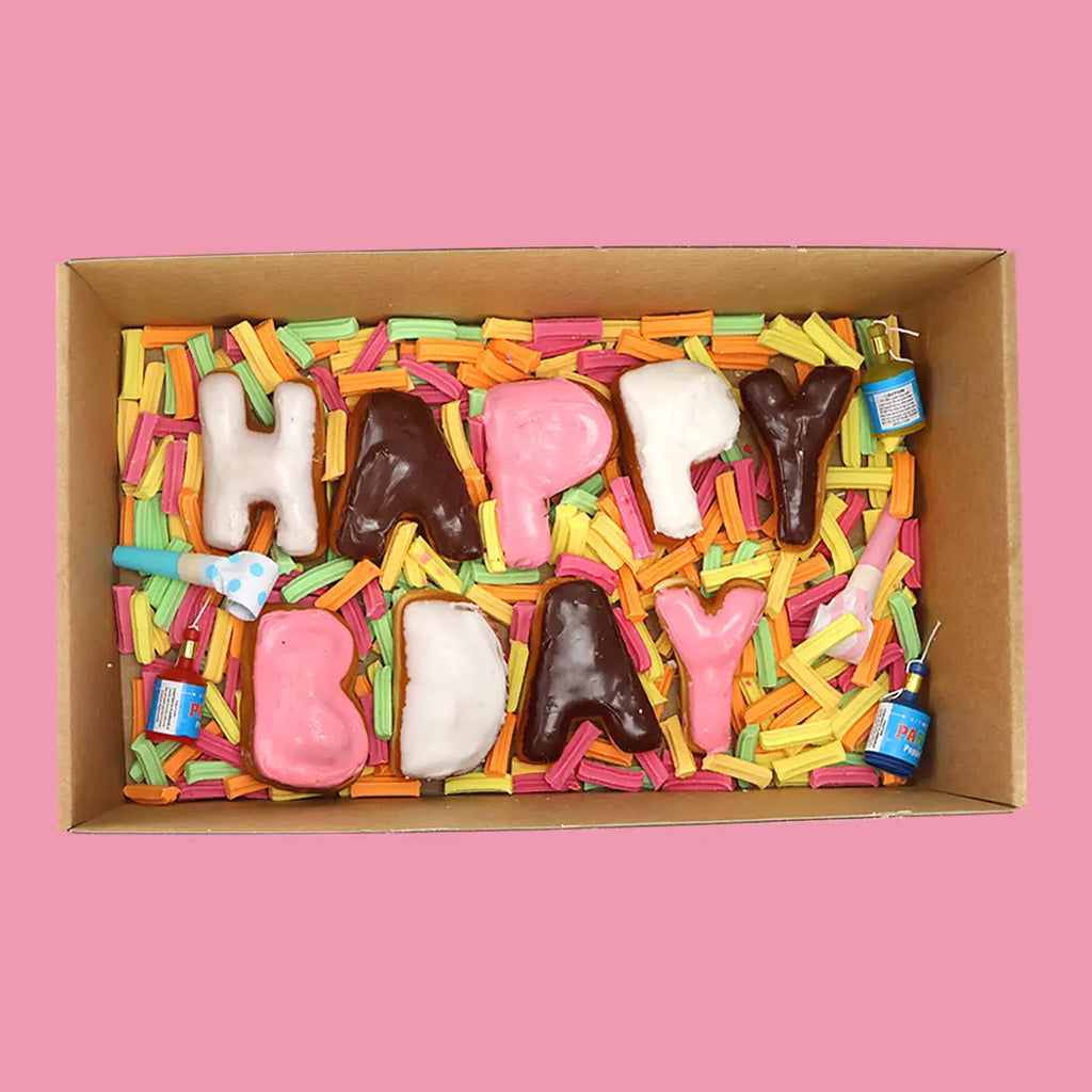 HAPPY BDAY Donut Letter Box - Goldelucks Same Day Gift Delivery