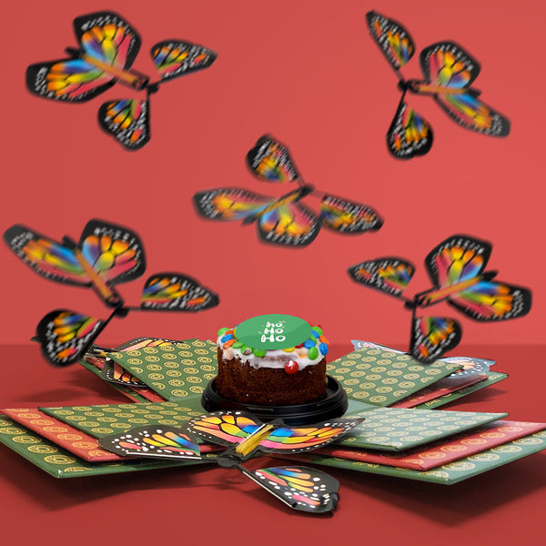 Xmas Cake Box with Happy Holiday Edible Image & Confetti Explosion - Goldelucks 