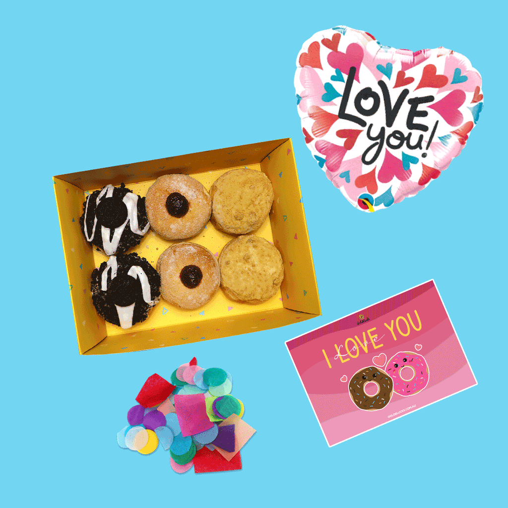 Love You Donut Confetti Hamper Bundle - Goldelucks Same Day Gift Delivery