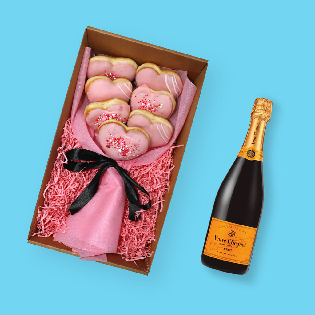 Mother's Day Heart Donut Bouquet & Veuve Clicquot