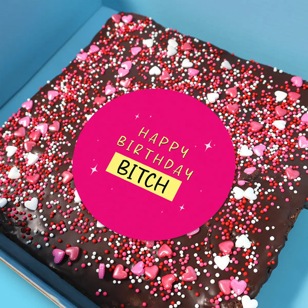 Personalised Image Loaded Brownie with Blue Sprinkles - Goldelucks 