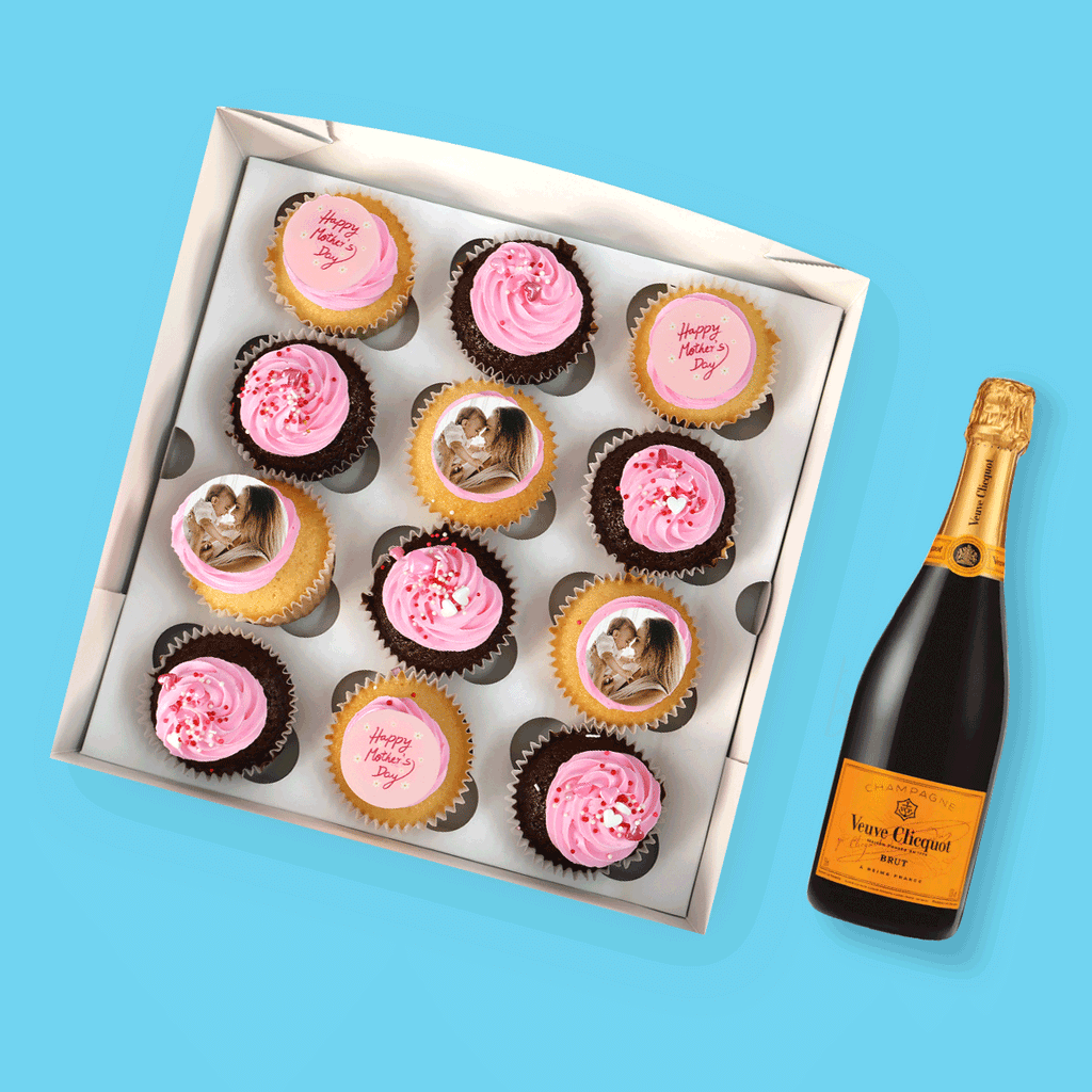 Personalised Mother's Day Cupcakes & Veuve Clicquot
