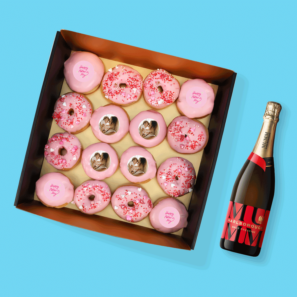 Large Personalised Mother's Day Donut Box & Mumm Marlborough