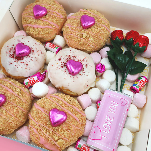 Pink Donuts + Choc Rose & I Love You Choc - Goldelucks Same Day Gift Delivery