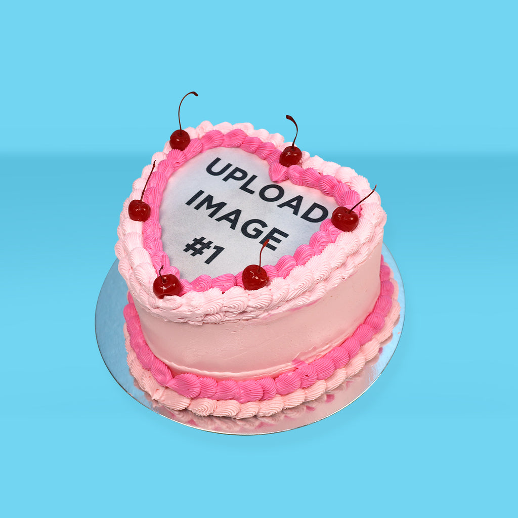 Personalised Pink Burn Away Heart Cake