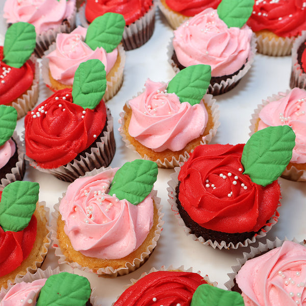Pink & Red Rose Heart Cupcake Box