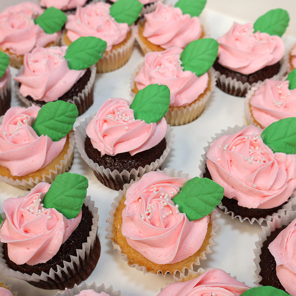 Pink Rose Heart Cupcake Box
