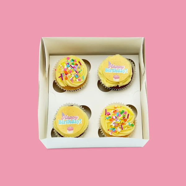 Yellow Happy Birthday Cupcakes - Goldelucks Same Day Gift Delivery