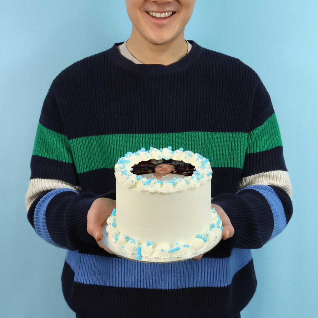 Personalised Blue Vanilla Cake