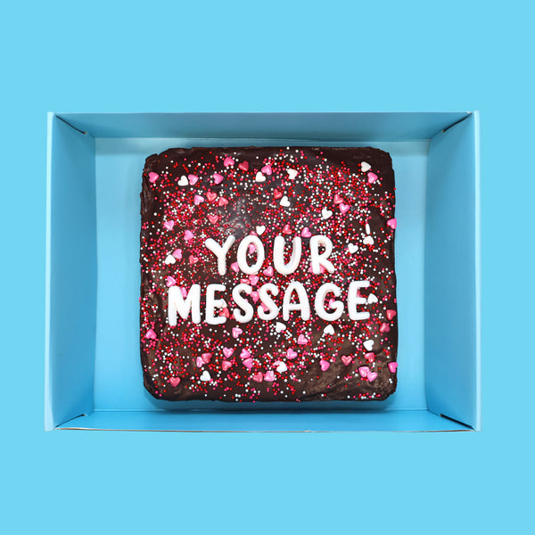 HAPPY BIRTHDAY Personalised Loaded Brownie with Pink Sprinkles - Goldelucks 