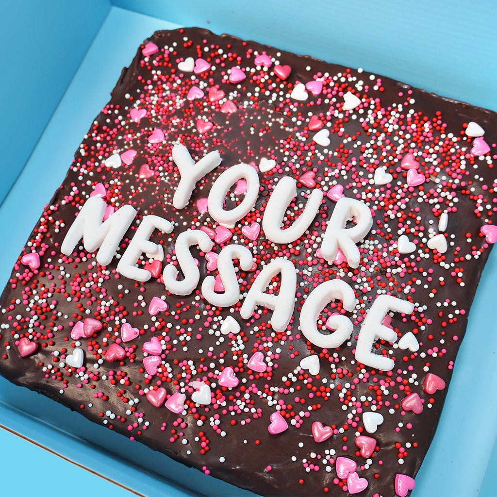 HAPPY BIRTHDAY Personalised Loaded Brownie with Pink Sprinkles - Goldelucks 