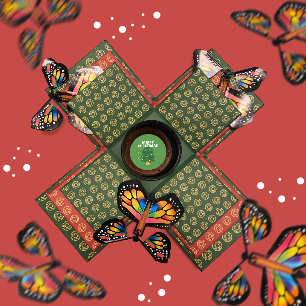 Merry Christmas Cake with Flying Butterflies