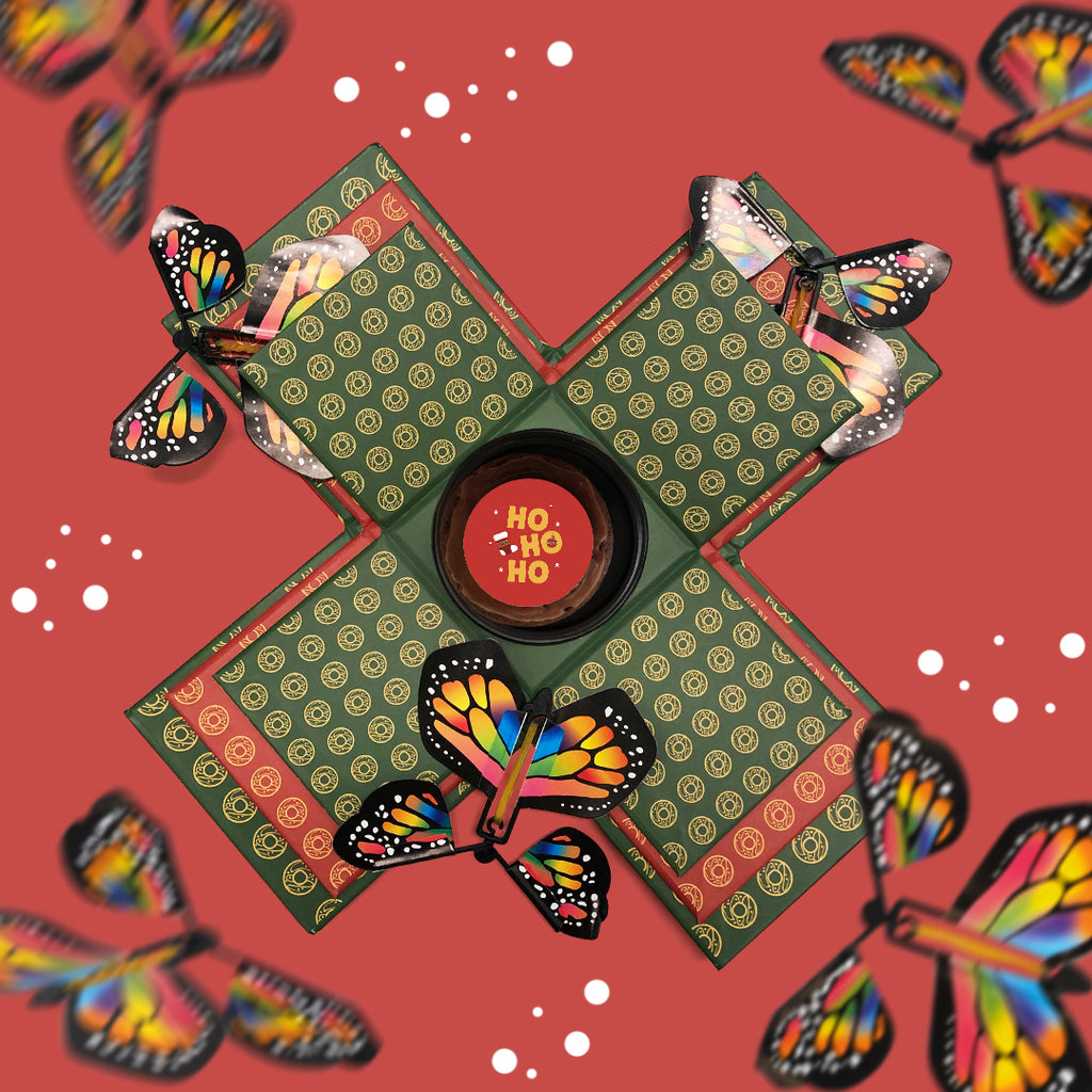 Ho Ho Ho Christmas Cake with Flying Butterflies