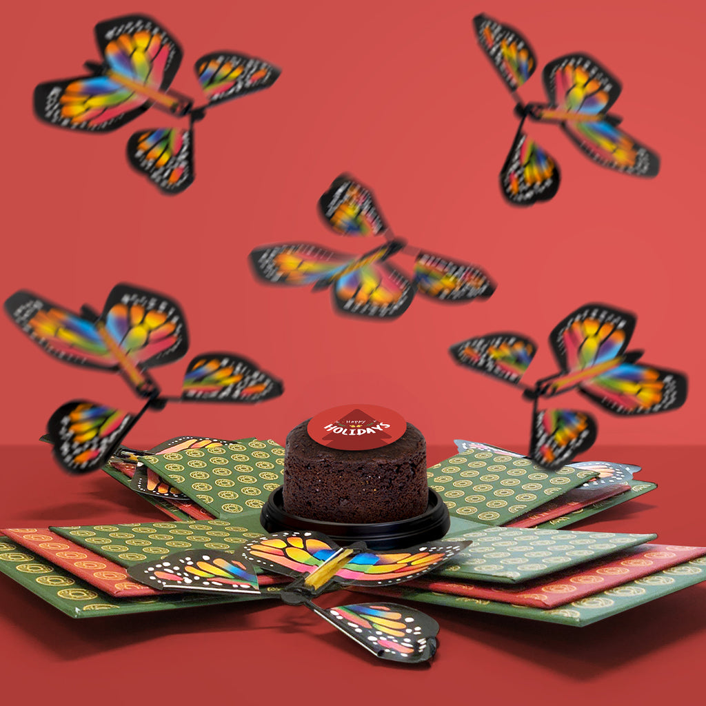 Happy Holidays Cake with Flying Butterflies