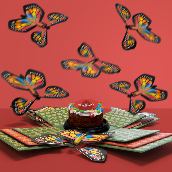 Happy Holidays Cake with Flying Butterflies