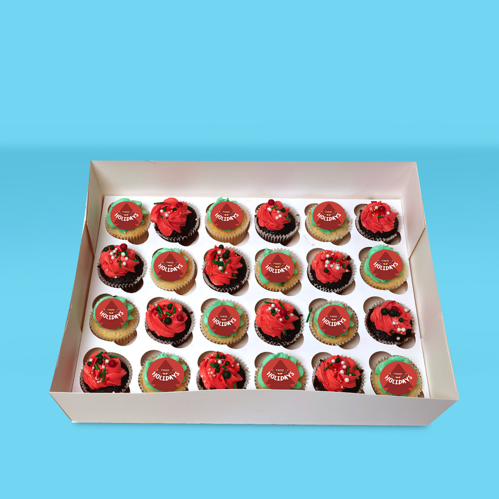 Mini Happy Holidays Cupcakes