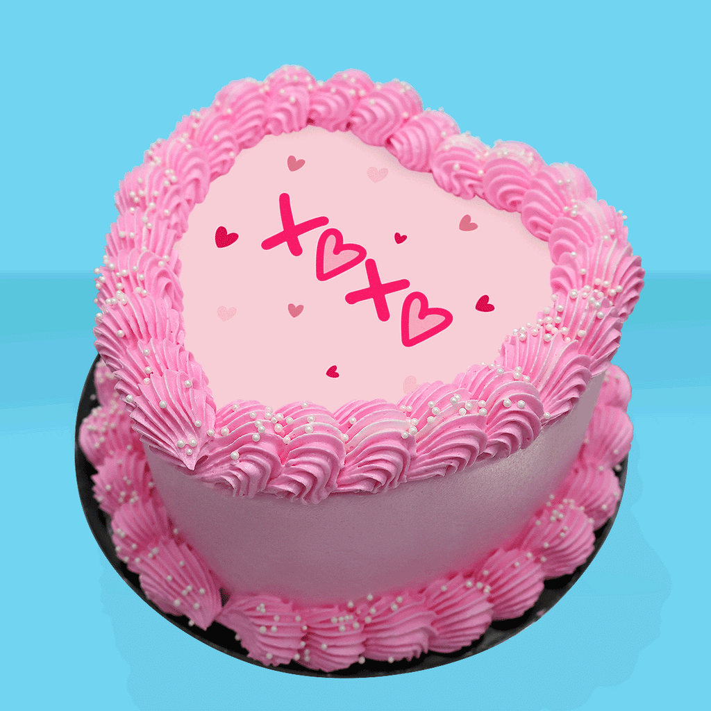 Personalised Pink Heart Cake