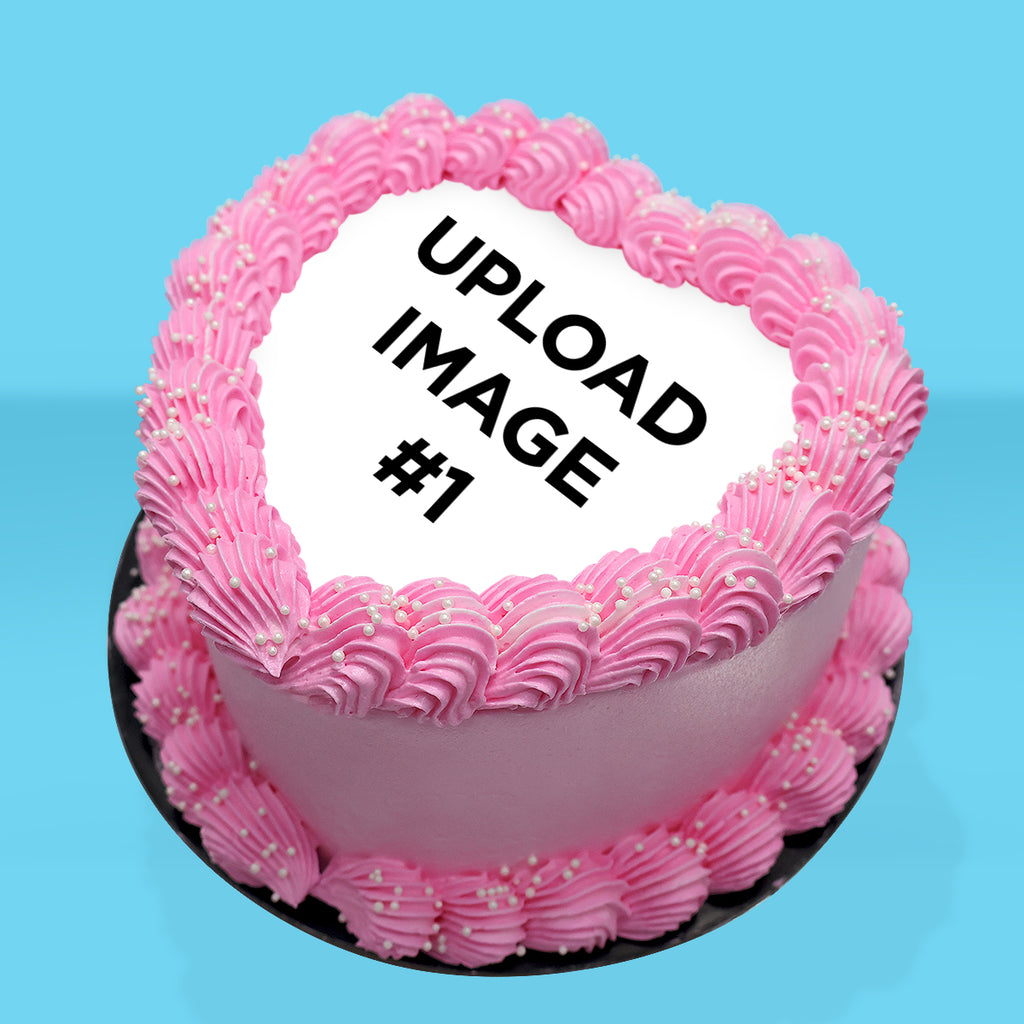 Personalised Pink Burn Away Heart Cake