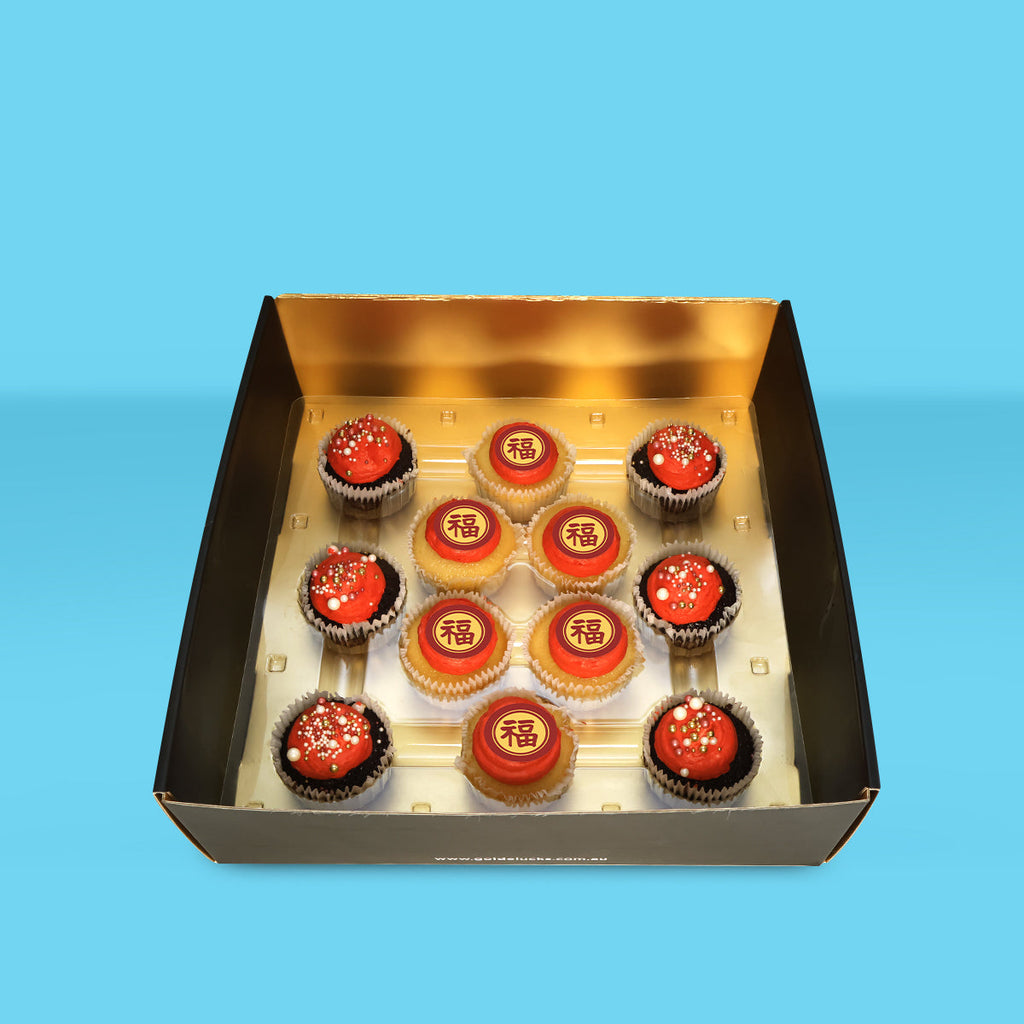 Red Lunar New Year Cupcakes (Year of Horse) - Goldelucks 